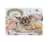 Rompecabezas de perro mastín con temática de boda para adultos, 500 piezas, rompecabezas de madera con estampado de pastel de matrimonio extraño al aire libre, decoraciones de patrón de amor para