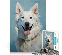 Rompecabezas de Perro Pastor Blanco Suizo de 1000 Piezas Juego de Habilidad Mental Ajuste Estable Sin Piezas Que se muevan Pasatiempo Divertido para Fines de Semana Largos (38x26cm)