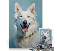 Rompecabezas de Perro Pastor Blanco Suizo de 1000 Piezas Piensa en Entrenamiento, Tranquilidad y recreación Bordes definidos Regalo conmovedor (38x52cm)