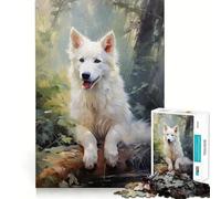 Rompecabezas de Perro Pastor Suizo Blanco 1000 Piezas Divertido de Calidad Profesional Ideal para desarrollar la Memoria y estimular la Mente Actividad física (38x26cm)