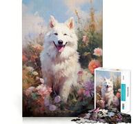Rompecabezas de Perro Pastor Suizo Blanco para Adultos 1000 Piezas Juego de Memoria Cerebral Corte Fino Acabado Premium Forma entretenida de Pasar el Tiempo Libre (38x26cm)