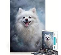Rompecabezas de Perro Pomerania Blanco de 1000 Piezas Juguete para desarrollar la Capacidad cognitiva Superficie Lisa y sin Rebabas Actividad Relajante para Grupos en Interiores (38x52cm)
