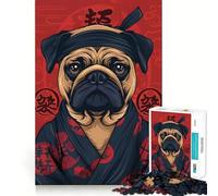 Rompecabezas de Perro Pug con Kimono, 1000 Piezas, para Adolescentes, Juguete de Habilidad, Tiempo Tranquilo, Corte Exacto, Regalo increíble (38x26cm)