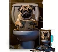 Rompecabezas de Perro Pug en el baño, 1000 Piezas, Juguete para desarrollar la Mente, Juego Relajante, Pieza de colección de Arte de Corte preciso (50x75cm)