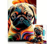 Rompecabezas de Perro Pug para Adultos, 1000 Piezas, Rompecabezas Mental, Juego Lento, Disfruta del Montaje de imágenes, (50x75cm)