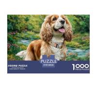 Rompecabezas de Perro Reciclado: Cocker Spaniel Entre la vegetación Adultos y niños a Partir de 12 años. 38 x 26 cm (1000 Piezas).