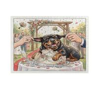 Rompecabezas de perro Rottweilers con temática de boda para adultos, 500 piezas, rompecabezas de madera con estampado de pastel de matrimonio extraño, decoraciones de patrón de amor para parejas para