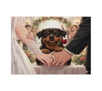 Rompecabezas de perro Rottweilers con temática de boda para adultos, 500 piezas, rompecabezas de madera para ceremonia de matrimonio, decoraciones de patrón de amor para parejas para entretenimiento