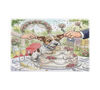 Rompecabezas de perro Russell Terrier para adultos, 1000 piezas, rompecabezas de madera con diseño de pastel de matrimonio extraño para exteriores, decoraciones de patrón de amor para parejas para