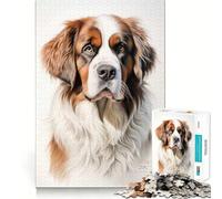 Rompecabezas de Perro San Bernardo para Adultos, 1000 Piezas, Juego Inteligente, patrón para aliviar la tensión, Regalo entrañable 38x26cm
