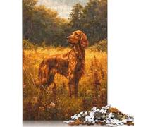Rompecabezas de Perro Setter irlandés Vintage, Tablero Rectangular de cartón 100% Reciclado, Día del Niño, 1000 Piezas (75 x 50 cm)