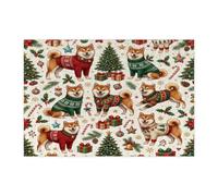 Rompecabezas de perro Shiba Inu de Navidad para adultos, 300 piezas, rompecabezas de acebos de árbol festivo, decoraciones de Navidad para regalo de fiesta de entretenimiento familiar
