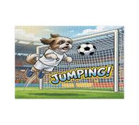Rompecabezas de perro Shih Tzu de fútbol 2026 para adultos, 1000 piezas, rompecabezas impresos de madera con cabecera de cachorro, decoraciones de patrón deportivo para fiesta de entretenimiento