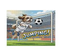 Rompecabezas de perro Shih Tzu de fútbol 2026 para adultos, 500 piezas, rompecabezas impresos de madera con cabecera de cachorro, decoraciones de patrón deportivo para fiesta de entretenimiento