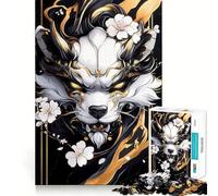 Rompecabezas de Perro Shih Tzu Dorado con Flores de Cerezo para Adolescentes, 1000 Piezas, Juguete para ejercitar la Mente, Actividad para el hogar, decoración de Pared con Corte de precisión 38x26cm