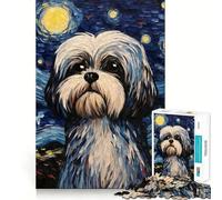 Rompecabezas de Perro Shih Tzu Noche Estrellada 1000 Piezas para Adolescentes Mejora la Memoria Diversión Relajante Pieza de colección de Arte de Corte nítido 50x75cm
