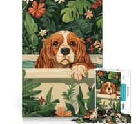 Rompecabezas de Perro Spaniel Cavalier en una bañera, 1000 Piezas, Juguete Inteligente, Divertido y Casual, Corte preciso, Regalo artístico 38x26cm