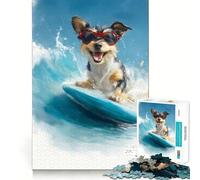 Rompecabezas de Perro Surfista con Gafas de Sol, 1000 Piezas para Adultos, Juguete de razonamiento y Habilidad, Relajante, Corte preciso, Regalo conmovedor 50x75cm