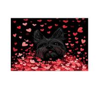 Rompecabezas de perro terrier escocés para el día de San Valentín para adultos, 300 piezas, divertidos rompecabezas de madera con forma de corazón, decoración de patrón de mascotas para