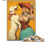 Rompecabezas de Perro Vaquera Entre Flores Silvestres para Adultos, 1000 Piezas, Ayuda a ejercitar el Cerebro, Juguetes adictivos para Cultivar la Paciencia, decoración (50x75cm)