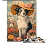 Rompecabezas de Perro Vaquera Entre Flores Silvestres para Adultos y Adolescentes, 1000 Piezas, Juegos educativos, decoración del hogar, Regalo de cumpleaños, Arte Mural (50x75cm)