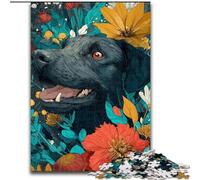 Rompecabezas de Perro y Flor para Adolescentes, Juegos educativos, decoración del hogar, Regalo de cumpleaños, Arte Mural (26x38cm)