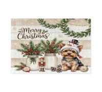 Rompecabezas de perro Yorkies de Navidad para adultos, 300 piezas, bonitos rompecabezas de madera festivos, decoraciones de Navidad para regalo de fiesta de entretenimiento familiar