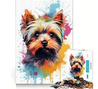 Rompecabezas de Perro Yorkshire Terrier,1000 Piezas,Juego de Habilidad Mental,Corte láser, Tiempo Tranquilo,Ejercicio Mental en casa (50x75cm)
