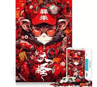 Rompecabezas de Personaje de Anime Rojo con Gadgets para Adolescentes, 1000 Piezas, Juego Mental, Juguete Relajante, Corte preciso, (50x75cm)