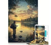 Rompecabezas de Pesca al Atardecer para Adolescentes, 1000 Piezas, Juguete para ejercitar la Mente, Actividad para el hogar, decoración de Pared con Corte de precisión 50x75cm