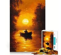 Rompecabezas de Pesca al Atardecer para Adultos, 1000 Piezas, fortalece la Memoria, Alivia el estrés, Borde Liso, Regalo conmovedor 50x75cm