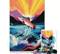 Rompecabezas de Pesca de Trucha arcoíris de 1000 Piezas para Adolescentes Mejora la Memoria Fácil de Usar Bordes limpios Sorpresa navideña (50x75cm)