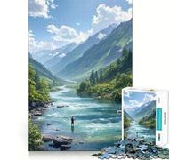 Rompecabezas de Pesca en río de montaña para Adultos, 1000 Piezas, Juguete para ejercitar la Mente, diversión en Interiores, Corte de precisión, Regalo navideño (38x26cm)
