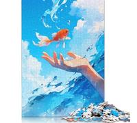 Rompecabezas de pez Dorado en Cielo Azul, Tablero Rectangular de cartón 100% Reciclado, Día del Niño, 1000 Piezas (75 x 50 cm)