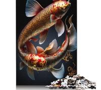 Rompecabezas de pez koi en el Lago, difícil desafío, 100% cartón Reciclado, Ideal para Adultos y Adolescentes, 1000 Piezas (26 x 38 cm)