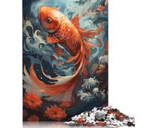 Rompecabezas de pez koi japonés, Divertido Rompecabezas de cartón Premium para niños o niñas, 1000 Piezas (26 x 38 cm)