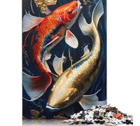 Rompecabezas de pez koi, Rompecabezas Rectangular de Papel Entrelazado de precisión para niños y niñas, 1000 Piezas (75 x 50 cm)