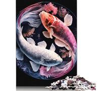 Rompecabezas de pez koi Yin Yang, Materiales respetuosos con el Medio Ambiente, 100% cartón Reciclado, para Mujeres y Hombres, 1000 Piezas (26 x 38 cm)