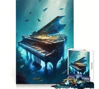 Rompecabezas de Piano bajo el Agua de 1000 Piezas para Adultos Juguete Inteligente para armar Juntos Diversión con Corte preciso Exhibición artística (38x26cm)