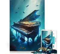 Rompecabezas de Piano bajo el Agua de 1000 Piezas para Adultos, para ejercitar la Mente y aliviar el estrés Decoración de Pared con Bordes precisos (38x52cm)