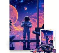Rompecabezas de Piano de Astronauta de 1000 Piezas para Adolescentes Actividad Relajante para Practicar el razonamiento Bordes de Primera Calidad Elegante (38x52cm)