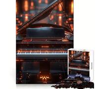 Rompecabezas de Piano de Cola Negro con Teclas Luminosas para Adolescentes, 1000 Piezas, Entrenamiento de concentración, Calma, distracción, ensamblaje Perfecto, Regalo Ideal (50x75cm)