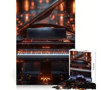 Rompecabezas de Piano de Cola Negro con Teclas Luminosas para Adolescentes, 1000 Piezas, Pensamiento estratégico, interacción Suave, Ajuste preciso, (38x52cm)