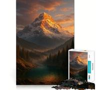 Rompecabezas de Pico de montaña Nevada al Atardecer para Adolescentes, 1000 Piezas, Recall Upgrade Calm Relax Clear Cut Art Collection Piece (38x26cm)