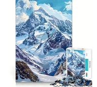 Rompecabezas de Pico de montaña Nevada de 1000 Piezas para Adolescentes Mejora la Memoria Fácil de Usar Bordes limpios Sorpresa navideña (38x52cm)