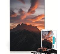 Rompecabezas de Picos de montaña al Atardecer para Adolescentes, 1000 Piezas, fortalece la Memoria, Alivia la tensión, Bordes Suaves, Sorpresa navideña (38x26cm)