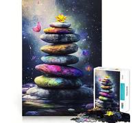 Rompecabezas de Piedras apiladas con Flores, 1000 Piezas, para Adultos, Que estimula la lógica, Juguete para Fortalecer los Lazos afectivos, Regalo 38x26cm