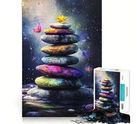 Rompecabezas de Piedras apiladas con Flores para Adultos, 1000 Piezas, para Mejorar la Memoria, el Tiempo Libre, Bordes precisos, Regalo para Festivales 50x75cm