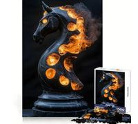 Rompecabezas de Piezas de ajedrez Caballo Ardiente para Adolescentes,1000 Piezas,agudiza la Memoria,Relajante,Divertido,Bordes limpios,Regalo de Temporada (38x52cm)