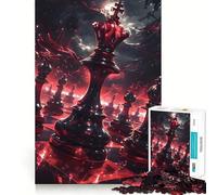 Rompecabezas de Piezas de ajedrez del Rey Rojo para Adolescentes, 1000 Piezas, estimulación de la Memoria, Suave, Relajante, Corte Liso, Regalo Elegante (38x26cm)